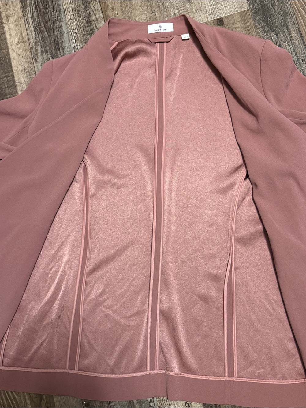 Aritzia Babaton Power Hip Blazer Relaxed Draped Open Red Willow Pink Crepe 10 - Picture 6 of 9